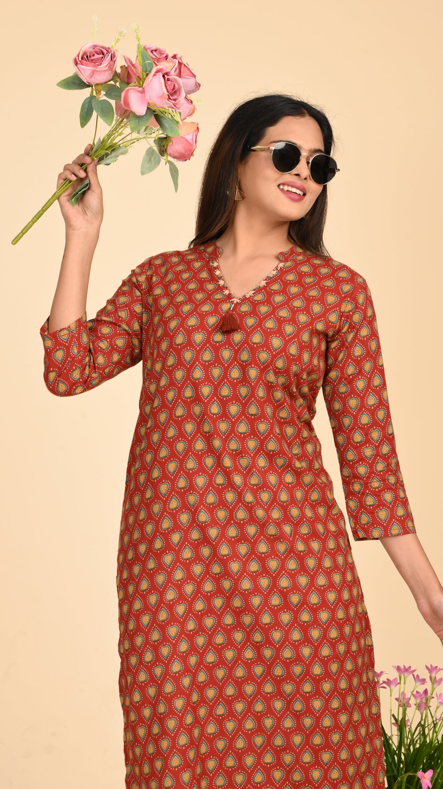 Tanirika Rust Jaal Straight Kurti