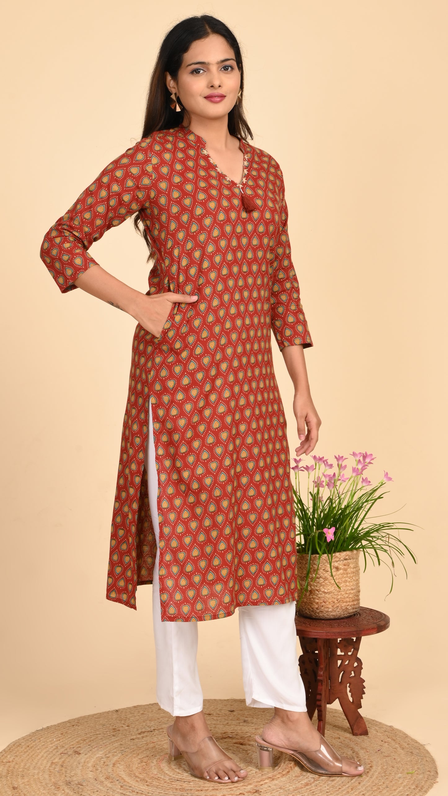 Tanirika Rust Jaal Straight Kurti
