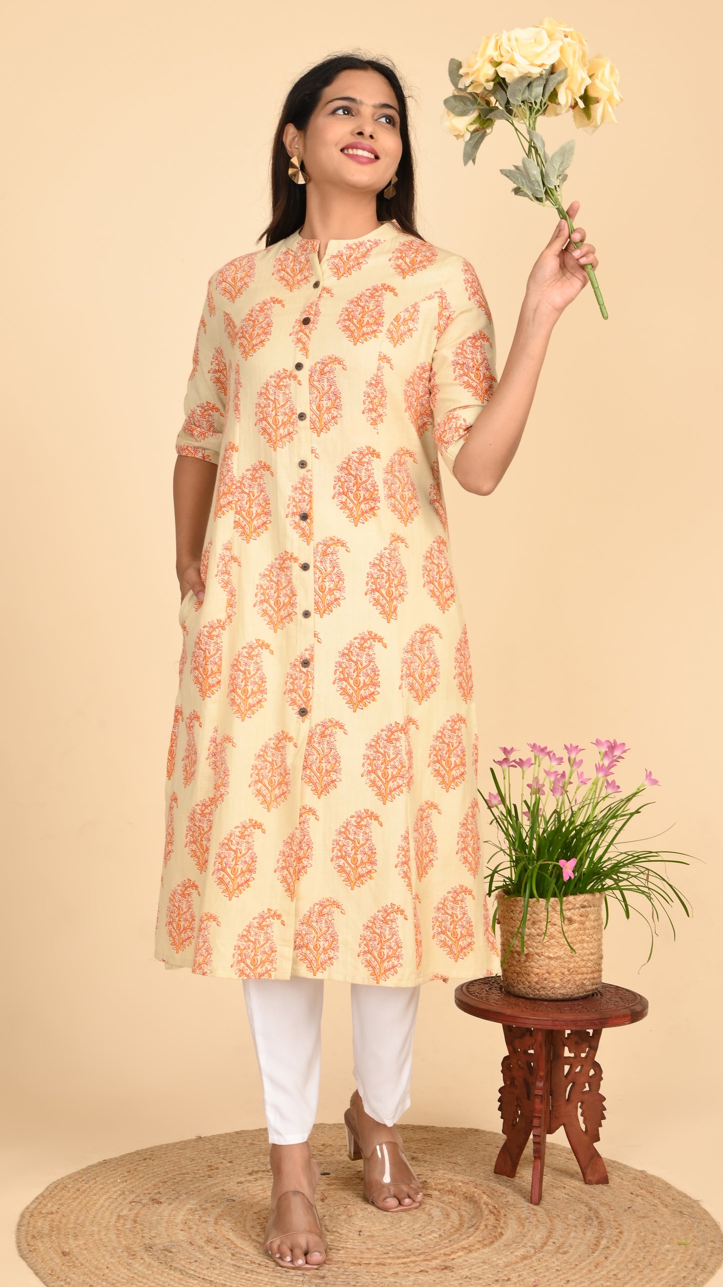 Vanya Buti Block Print Shirt Kurti