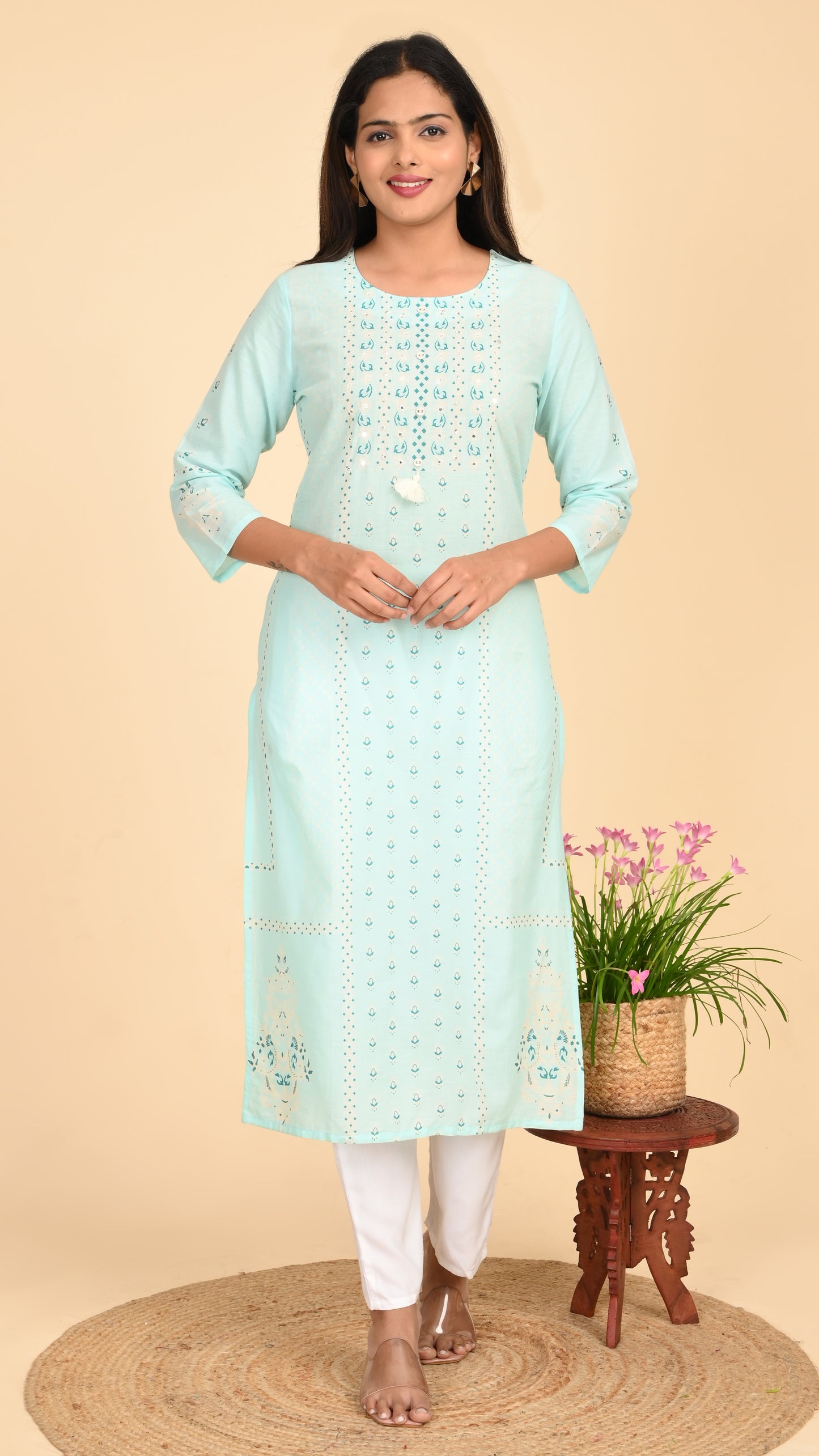 Noor Sky Embroidered Kurti