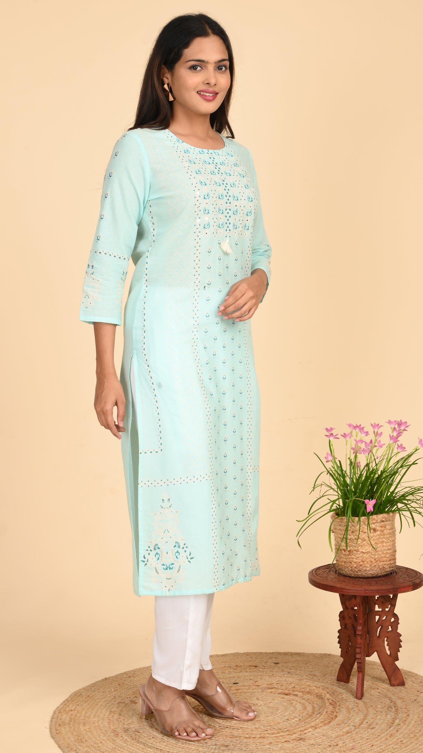 Noor Sky Embroidered Kurti