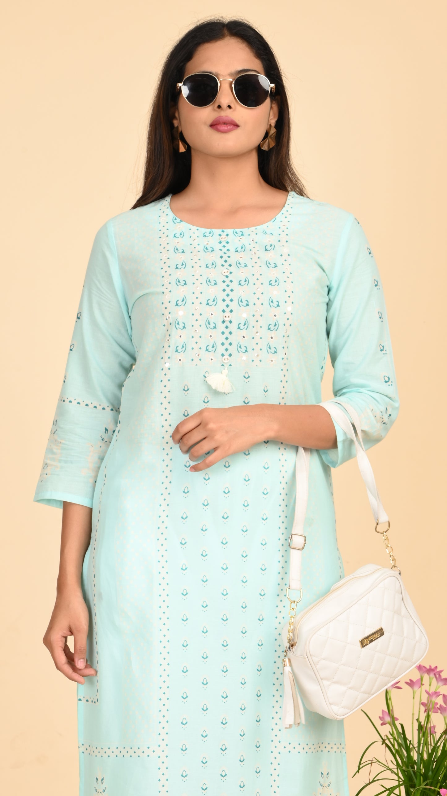 Noor Sky Embroidered Kurti