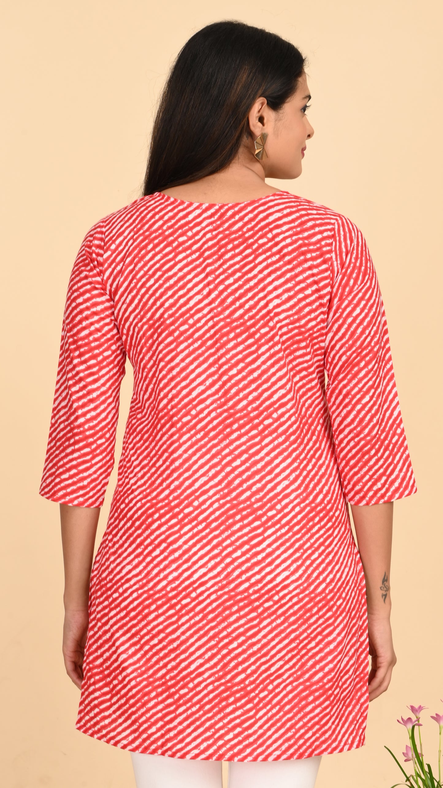 Taamara Scarlet Stripes Short Kurti Top