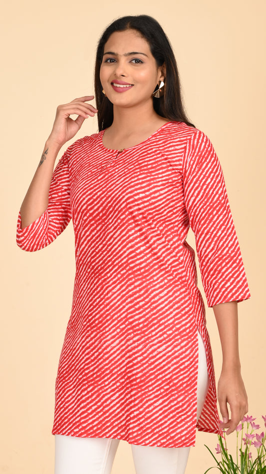 Taamara Scarlet Stripes Short Kurti Top