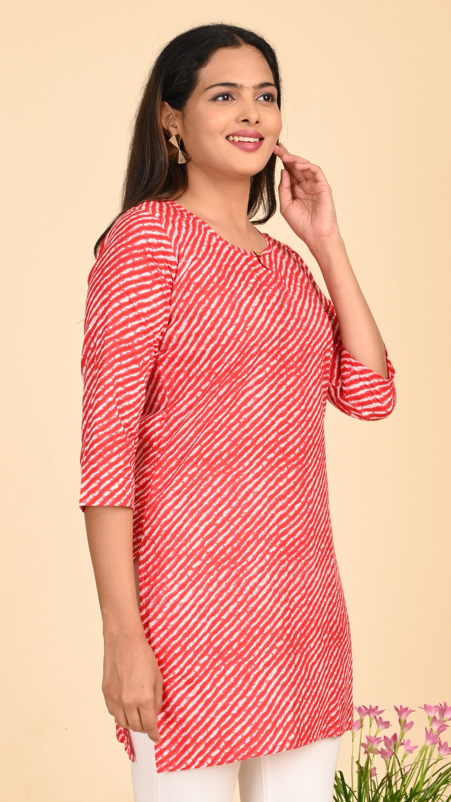 Taamara Scarlet Stripes Short Kurti Top