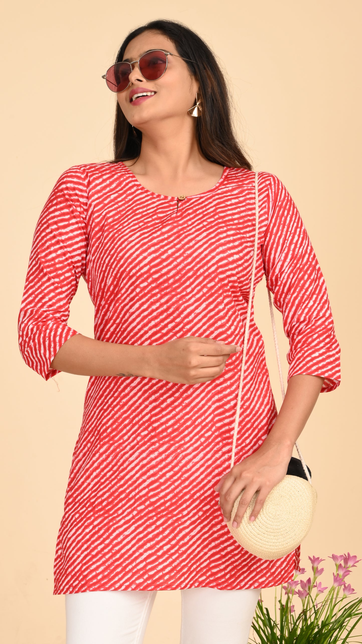 Taamara Scarlet Stripes Short Kurti Top