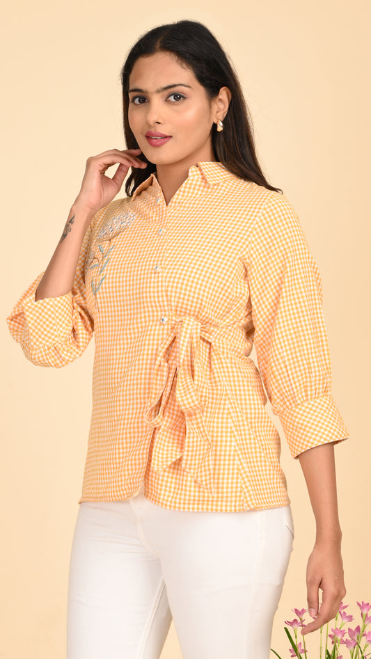 Meher Marigold Wrap Short Kurti Top