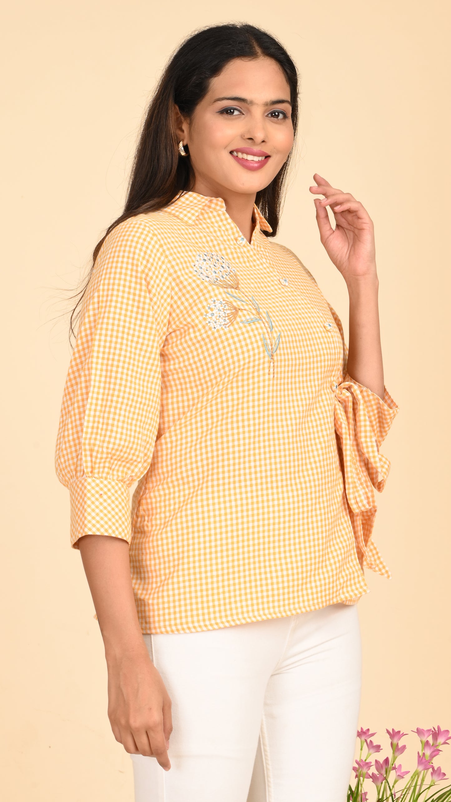 Meher Marigold Wrap Short Kurti Top