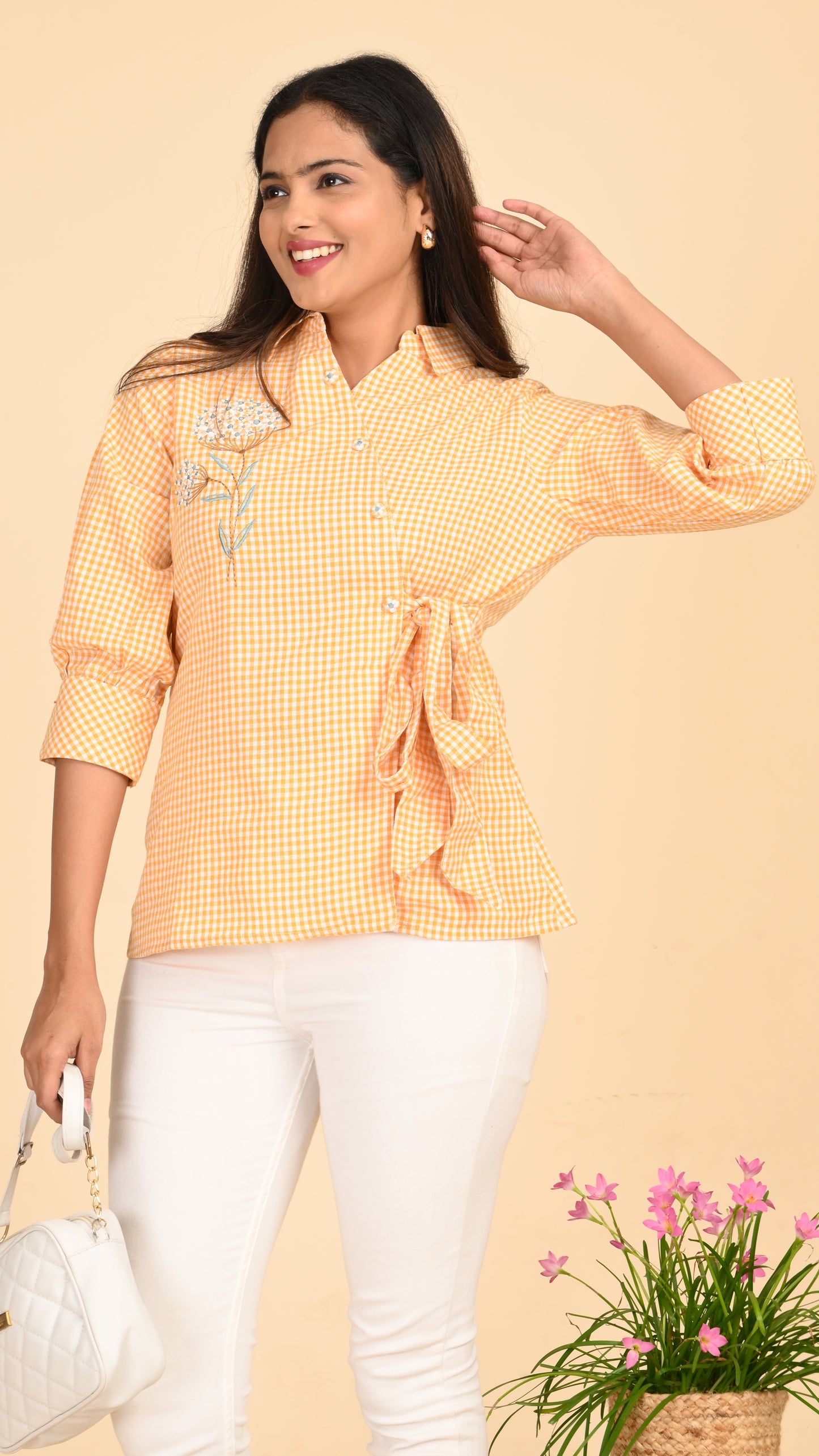 Meher Marigold Wrap Short Kurti Top