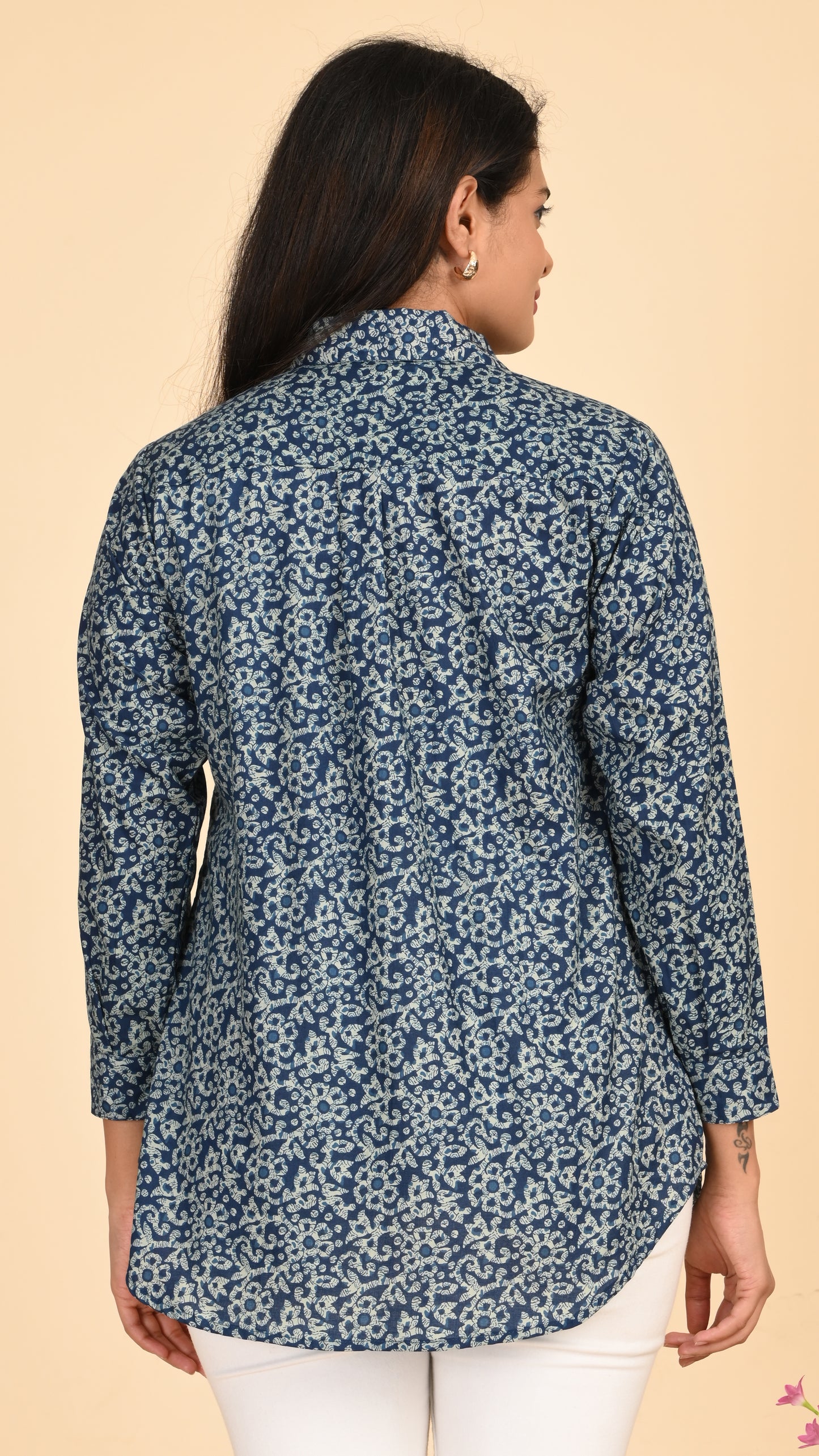 Ira Indigo Garden Short Kurti Top