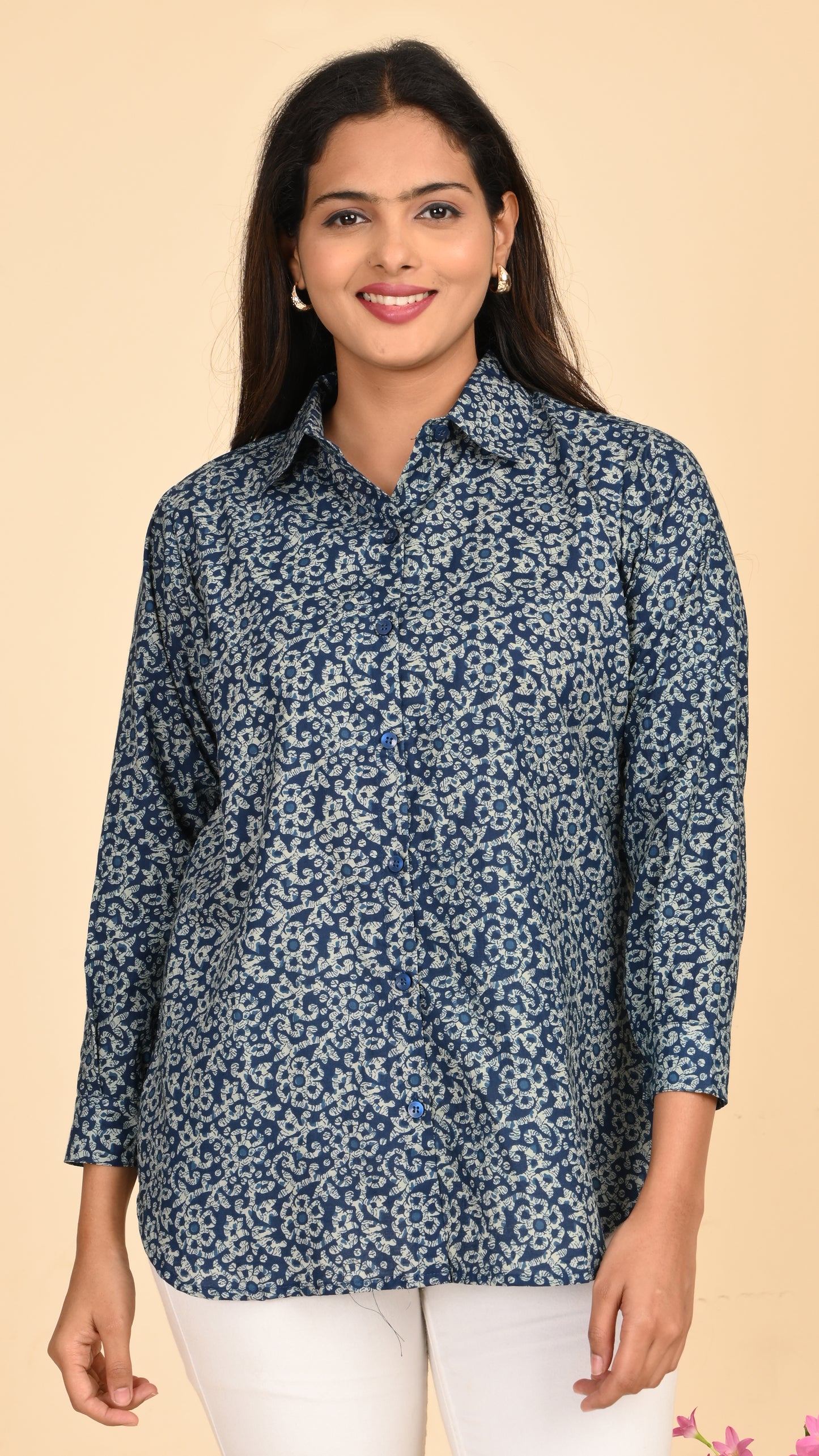 Ira Indigo Garden Short Kurti Top