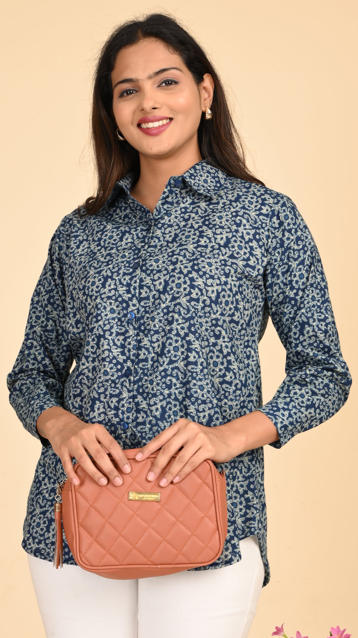 Ira Indigo Garden Short Kurti Top