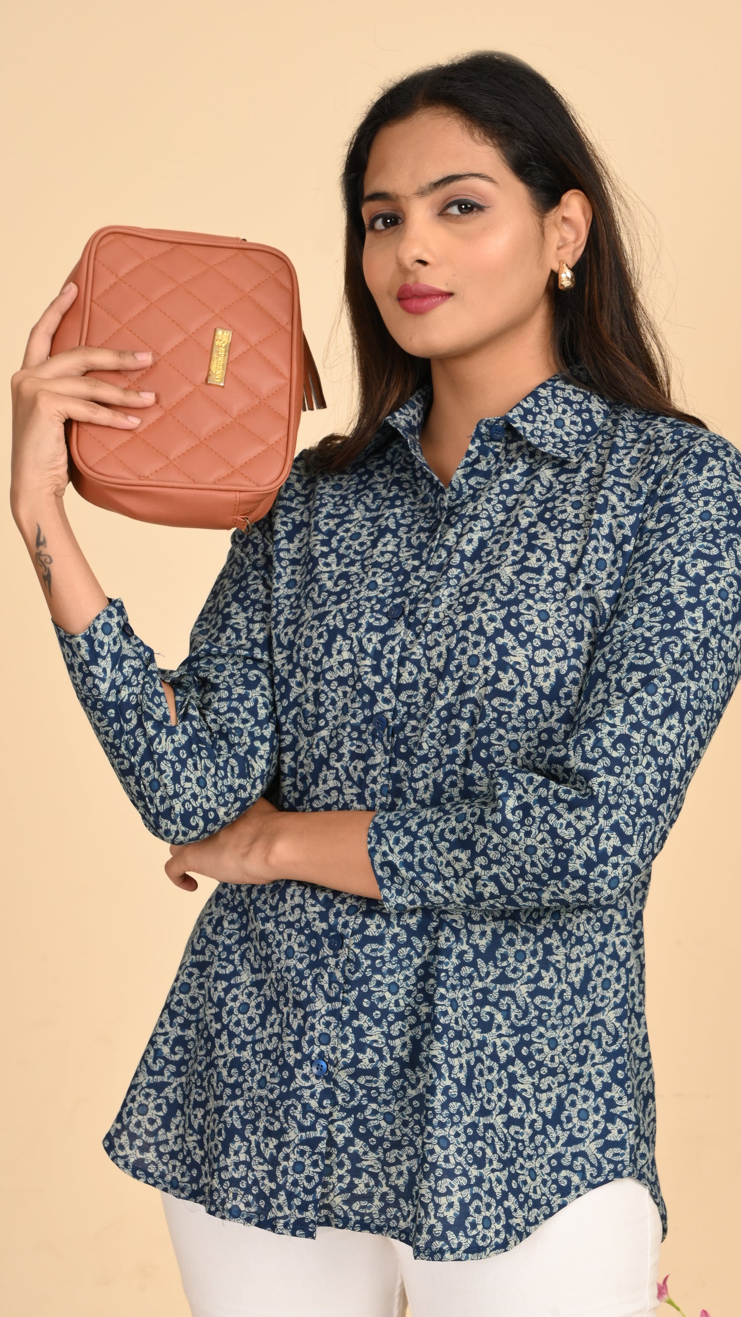 Ira Indigo Garden Short Kurti Top