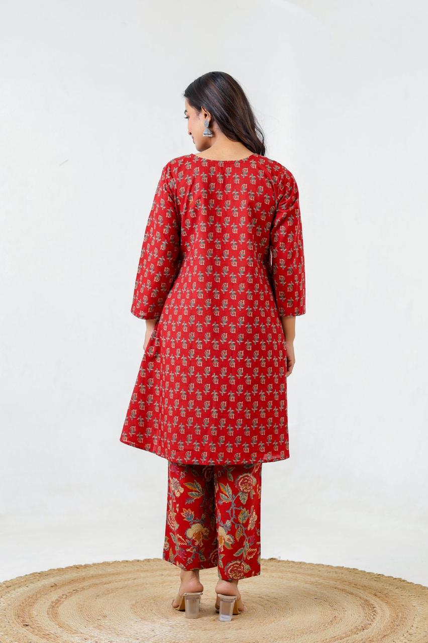 Gulaabo Bloom Cotton Kurti Pant Set
