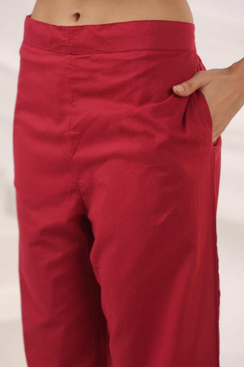 Gulrukh Wine Blossom Kurti Pant Set