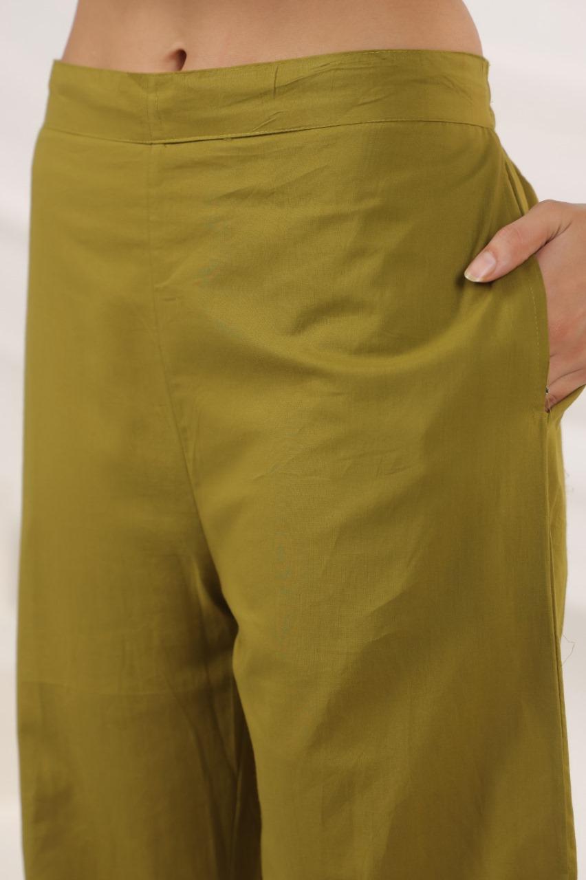Harita Olive Bloom Kurti Pant Set