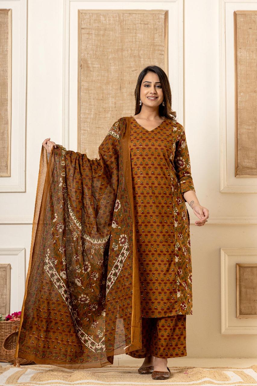 Zaitoon Baagh Kurti Pant Dupatta Set Suit