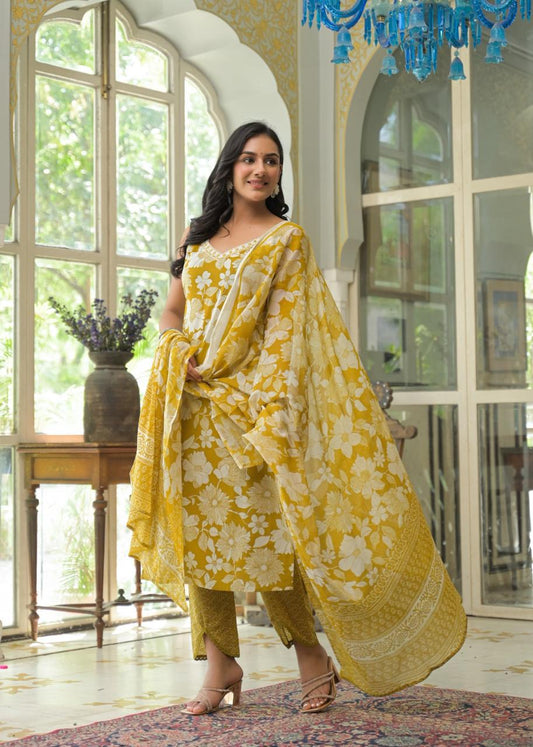 Gulnaar Sunshine Kurti Pant Dupatta Set Suit