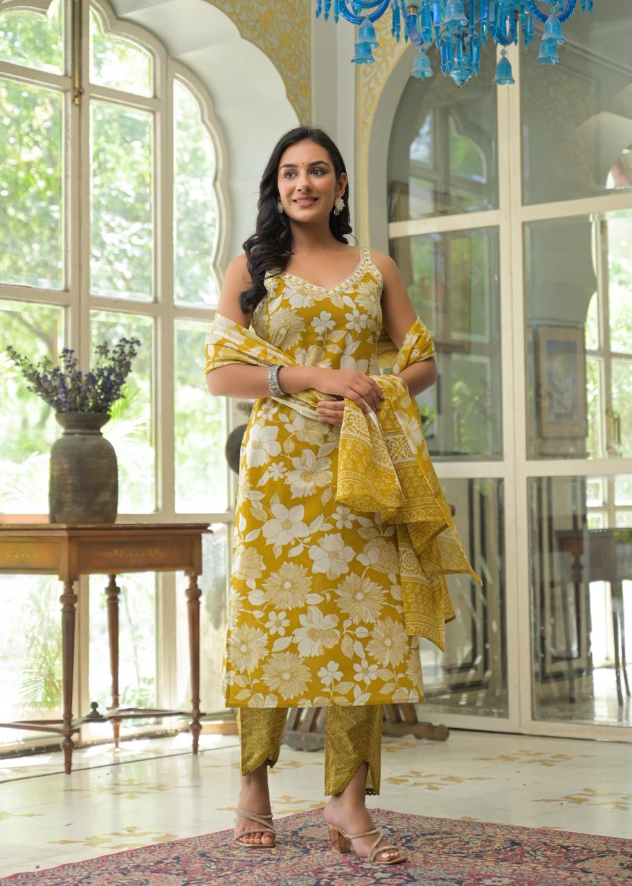 Gulnaar Sunshine Kurti Pant Dupatta Set Suit
