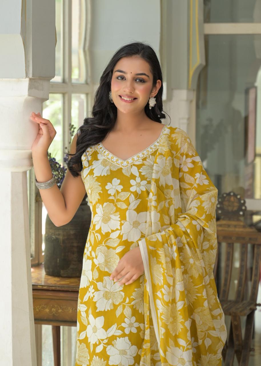Gulnaar Sunshine Kurti Pant Dupatta Set Suit