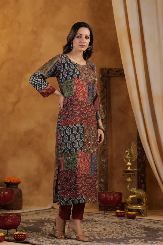 Rang-E-Patch Kurti Pant Set