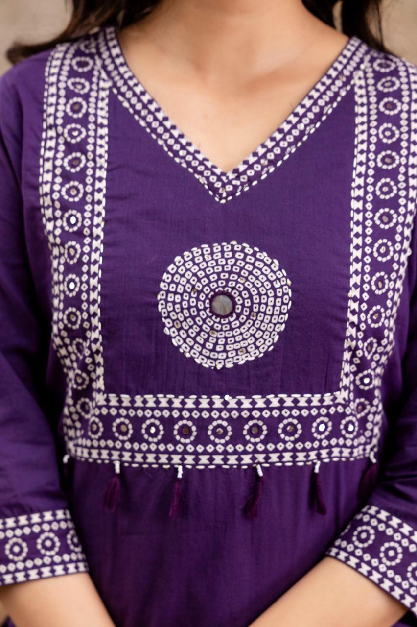 Gulnaar Grape Kurti Pant Dupatta Set Suit