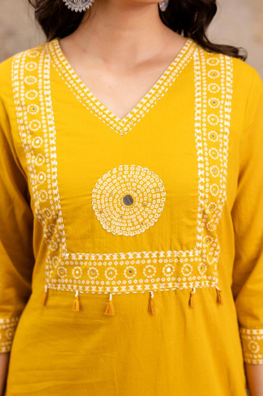 Gulnaar Mustard Kurti Pant Dupatta Set Suit
