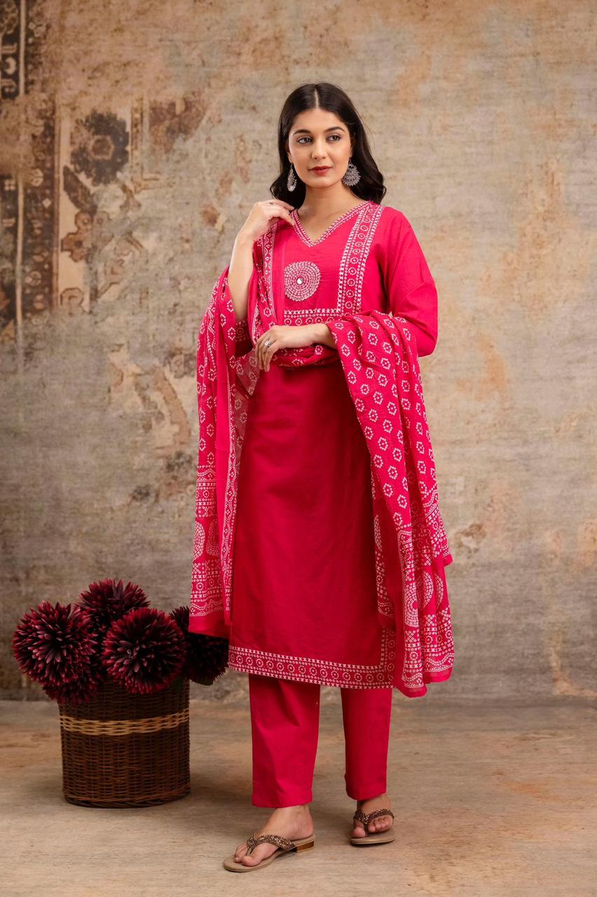 Gulnaar Rose Kurti Pant Dupatta Set Suit