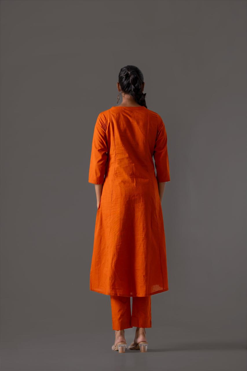 Gulnaar Tangerine Embroidery A-Line Dupatta Suit