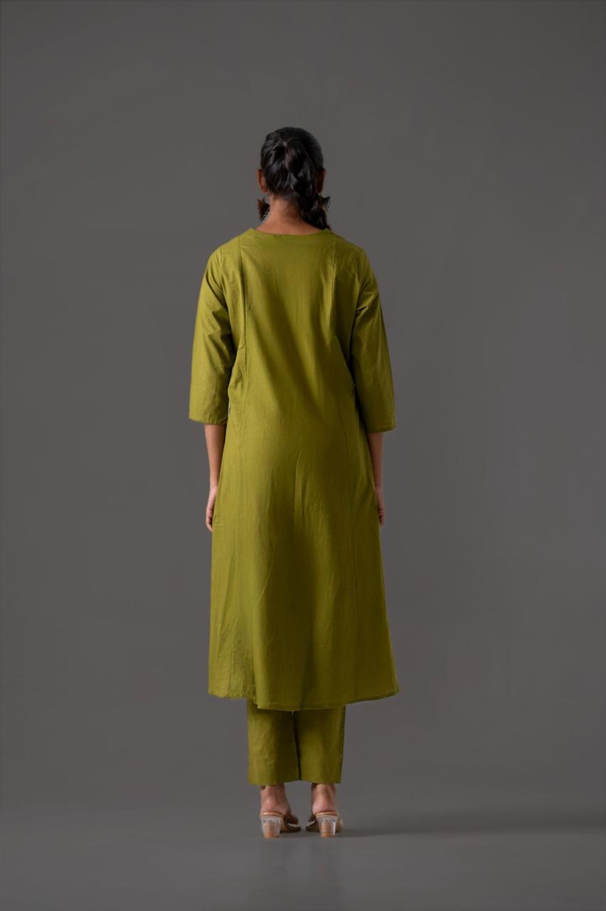 Mehreen Olive Embroidery A-Line Dupatta Set