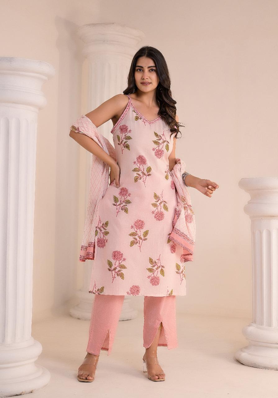 Gulaabi Noor Kurti Pant Dupatta Suit Set