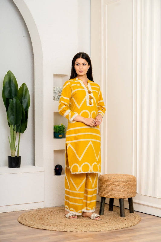 Amber Rhythm Jaipuri Long Top Co-Ord Set