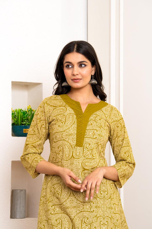 Amber Paisley Pure Jaipuri Cotton Kurti Pant Set