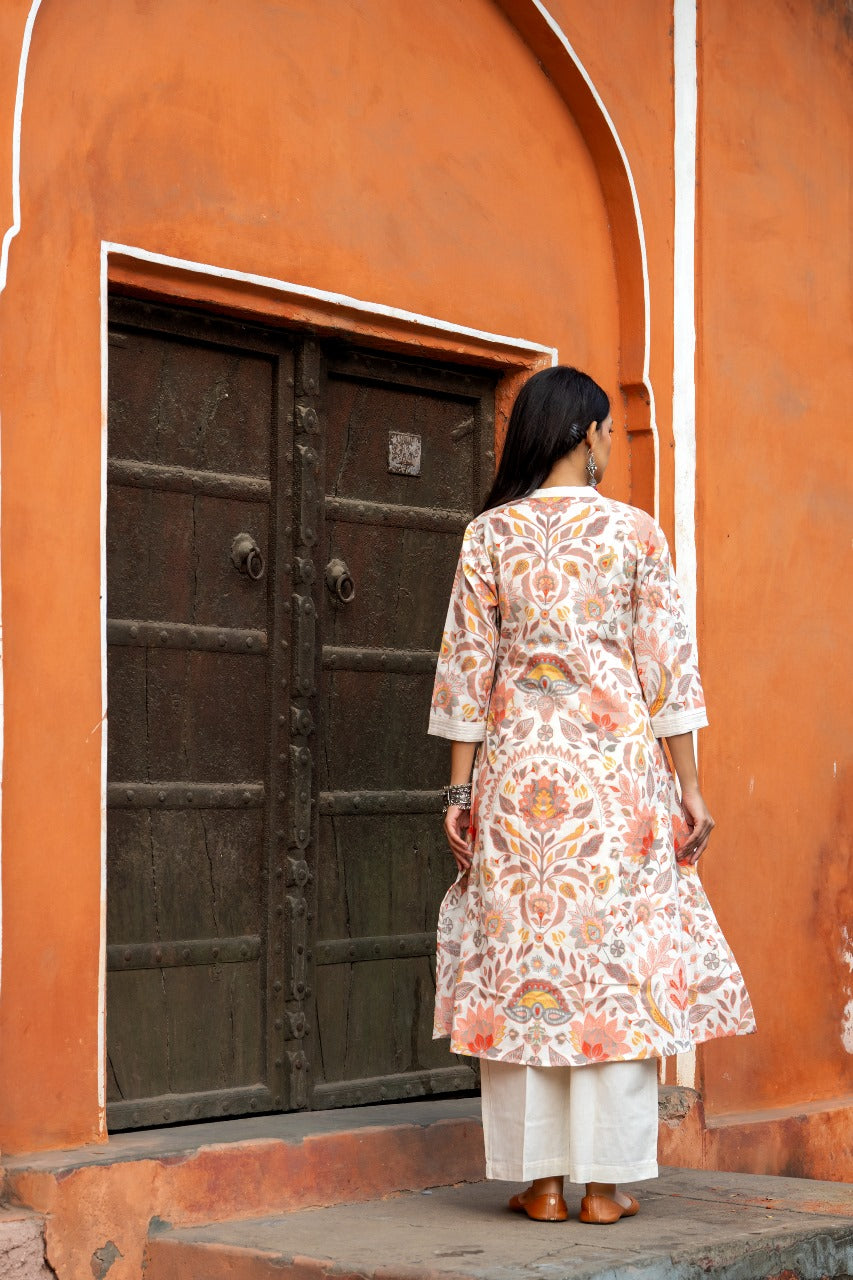 Gulnar Rust – Jaipuri Cotton Kurti Pant Set
