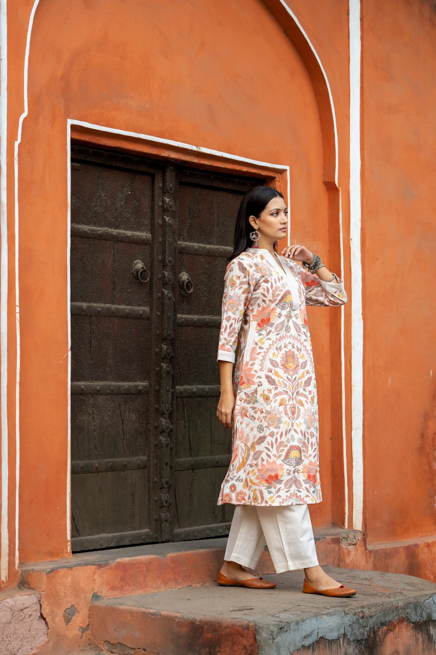 Gulnar Rust – Jaipuri Cotton Kurti Pant Set