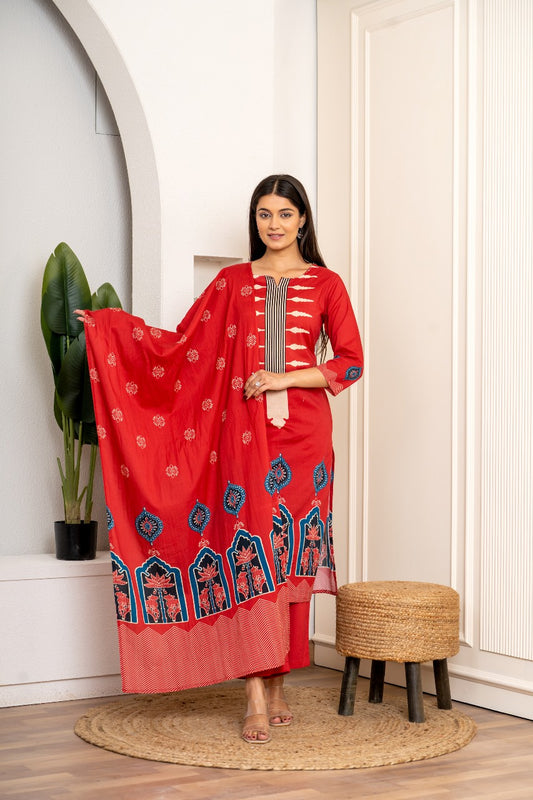 Gulnaar Jaipuri Charm Kurti Pant Dupatta Suit Set