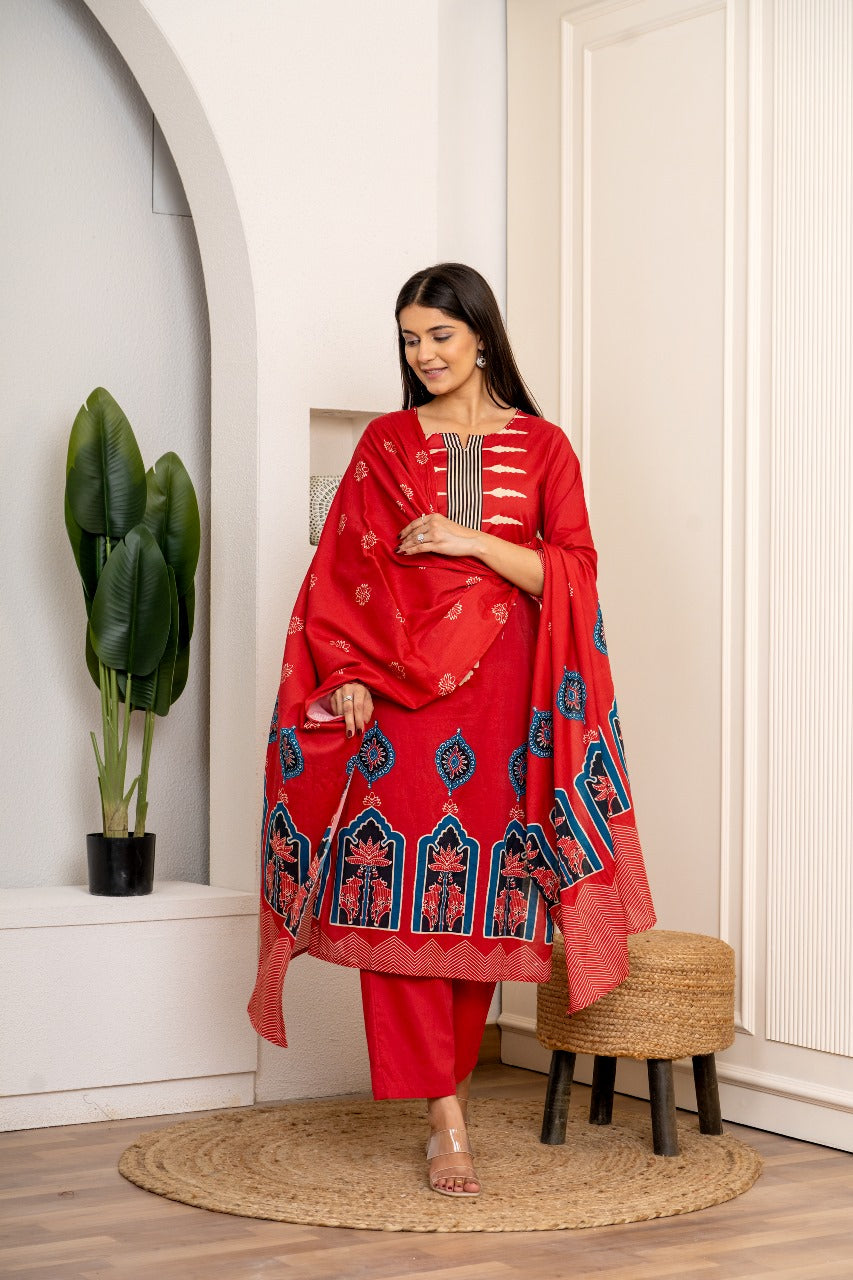 Gulnaar Jaipuri Charm Kurti Pant Dupatta Suit Set