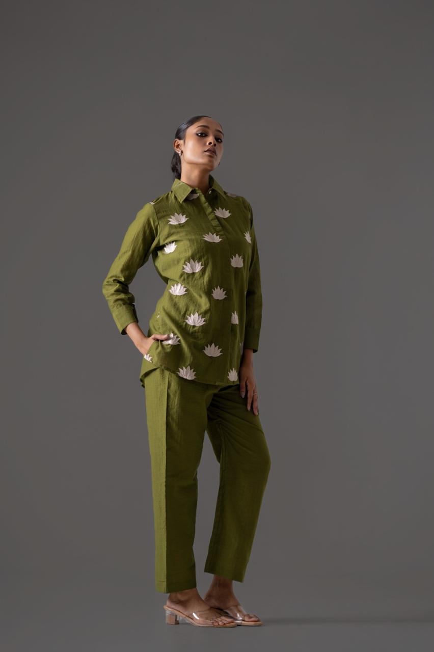 Lotus Verde Banarasi Mul Chanderi Co-ord Set