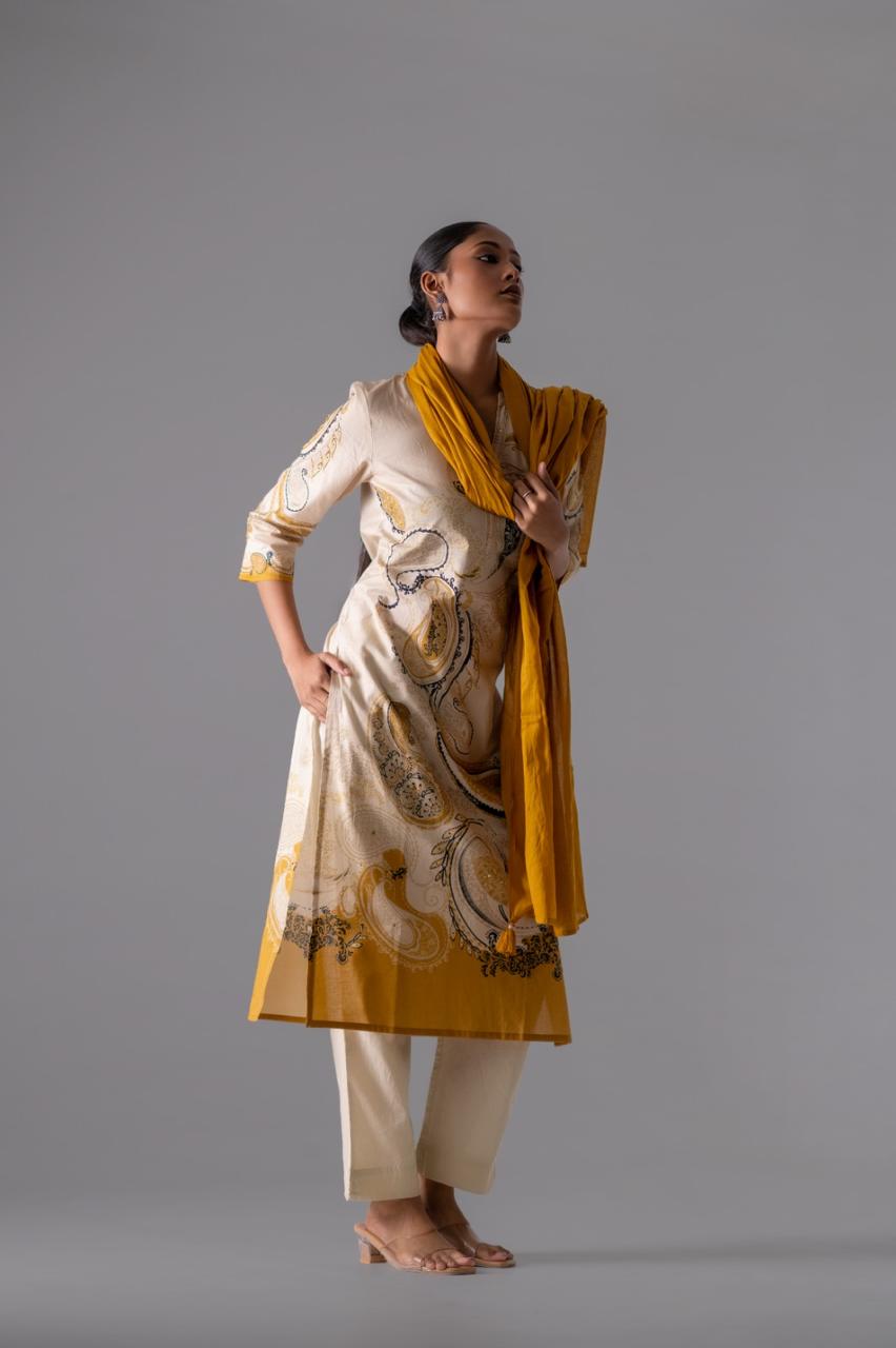 Aafreen Mustard Pure Jaipuri Cotton Suit Set