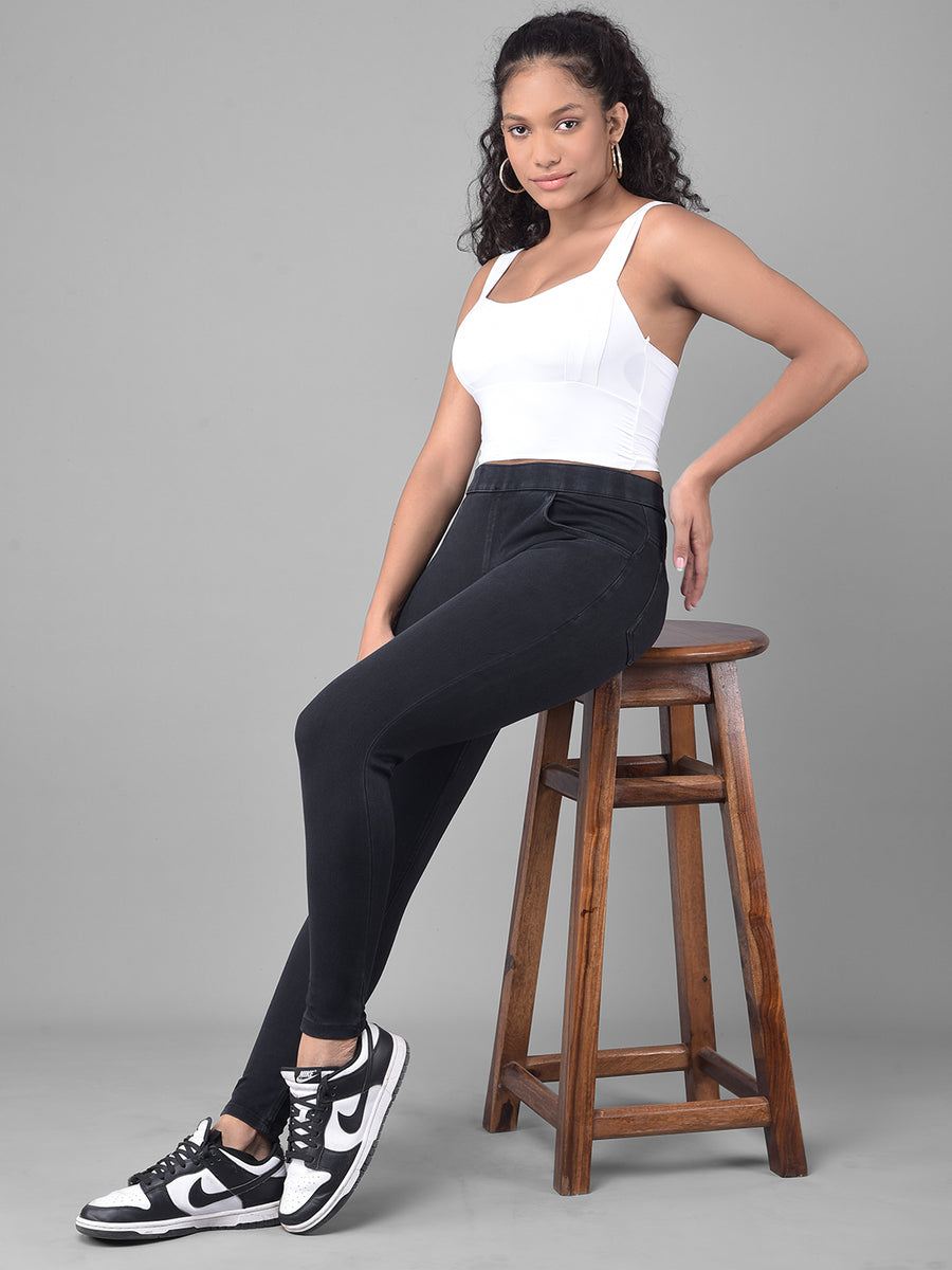 Comfort Lady Black Stretchable Denim Jeggings