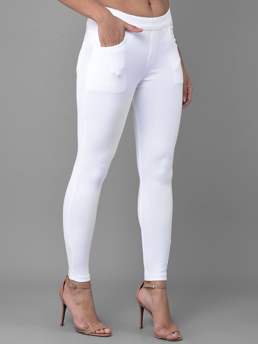 Comfort Lady Frost White Stretchable Denim Jeggings