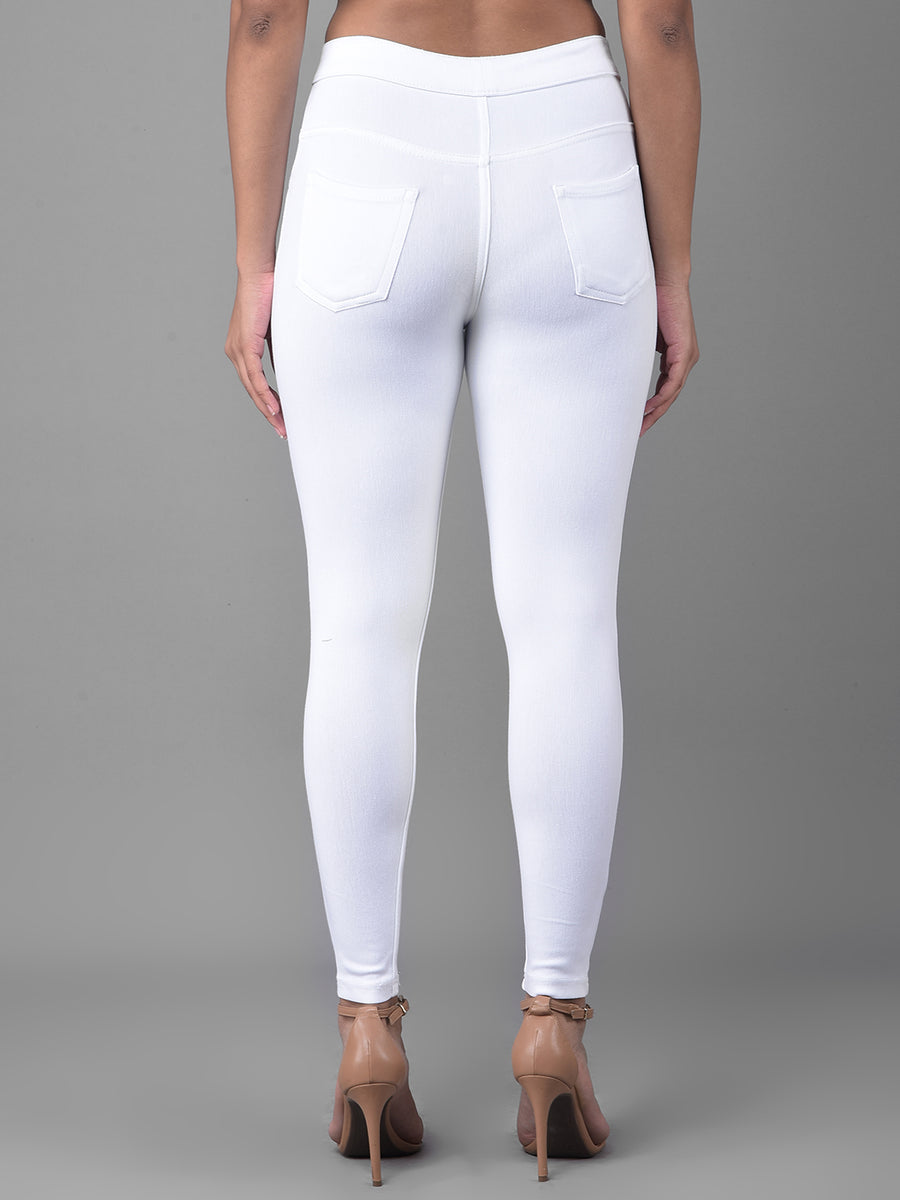 Comfort Lady Frost White Stretchable Denim Jeggings