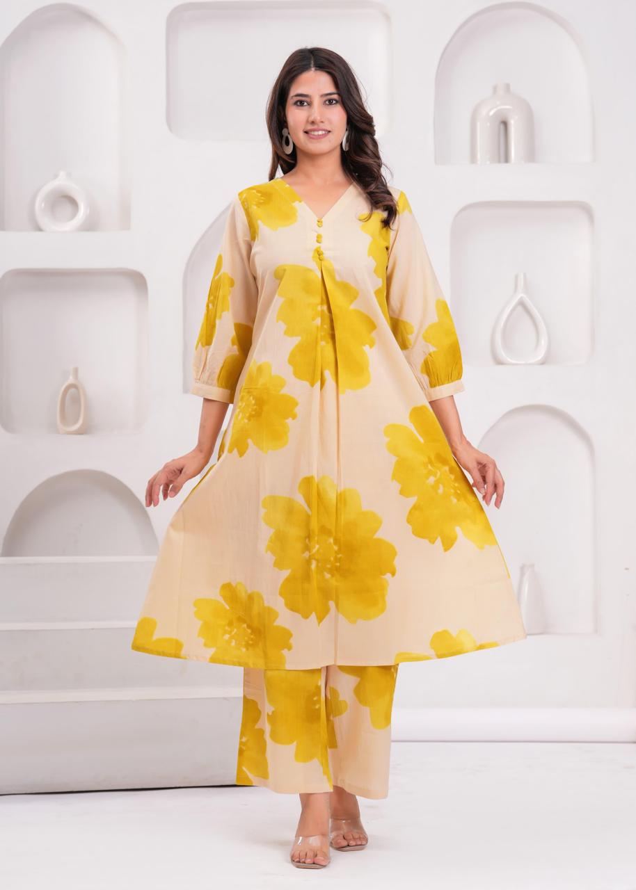 Saanvi Sunshine Bloom Kurti Pant Set