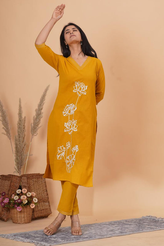 Sunlit Safari Cotton Kurti Pant Set
