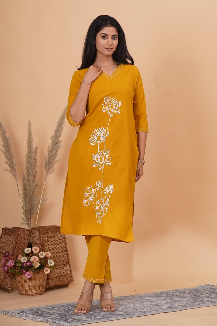 Sunlit Safari Cotton Kurti Pant Set