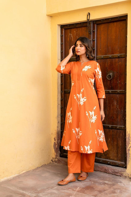 Tehzeeb Ochre Kurti Pant Set
