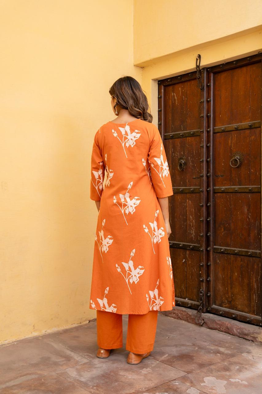 Tehzeeb Ochre Kurti Pant Set