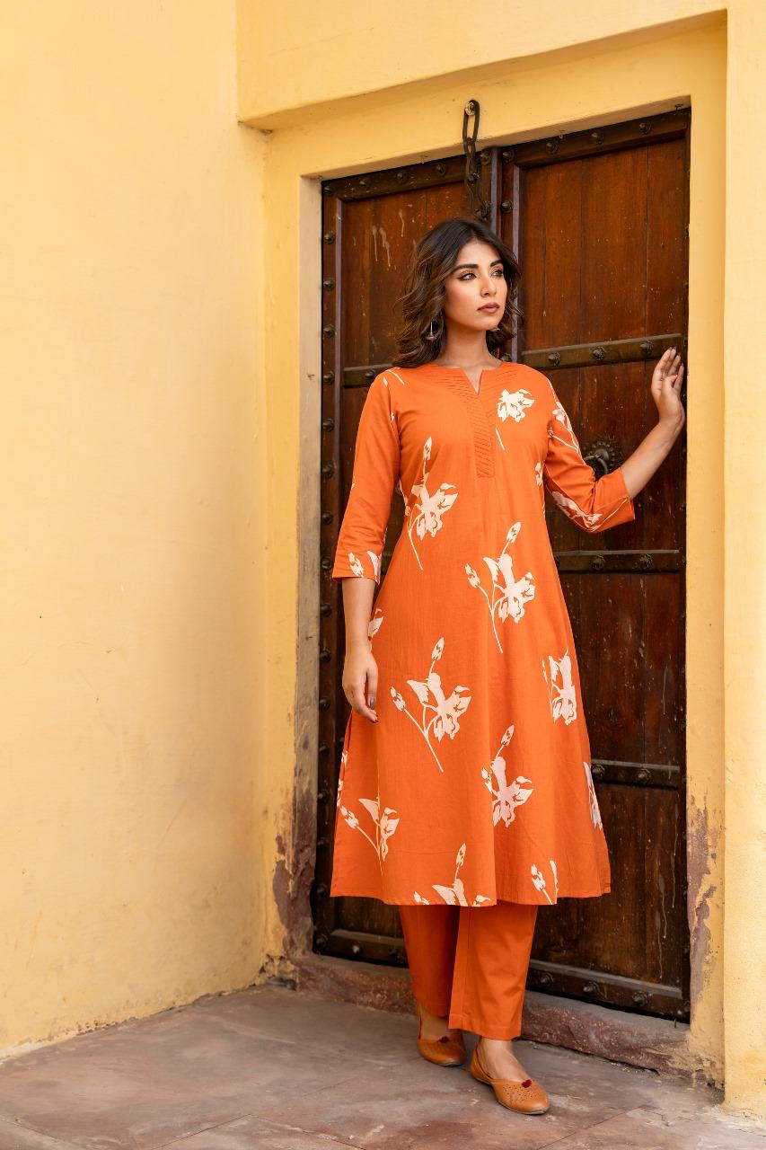 Tehzeeb Ochre Kurti Pant Set