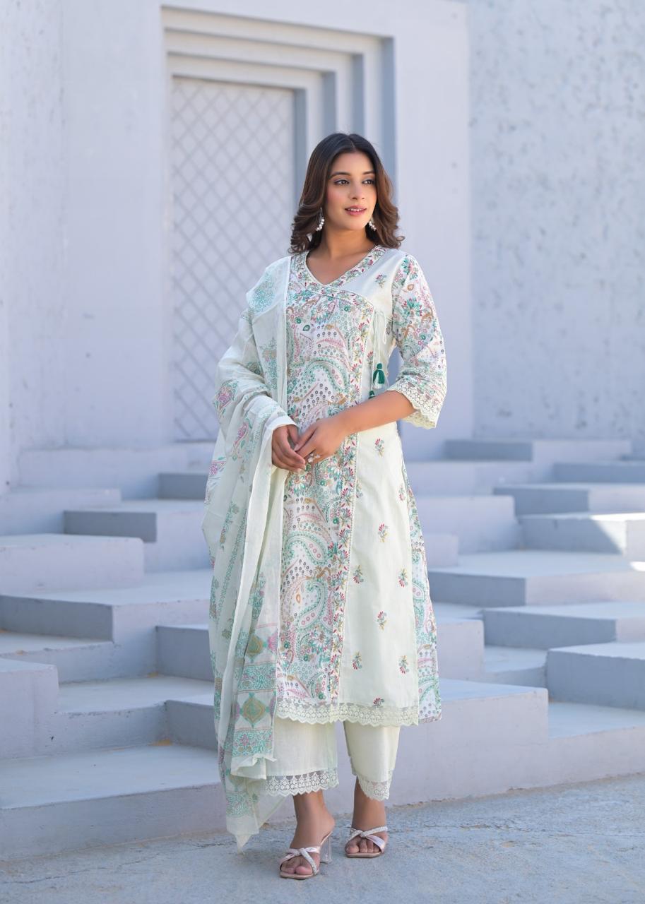 Noor-E-Mint Pant Dupatta Set Suit
