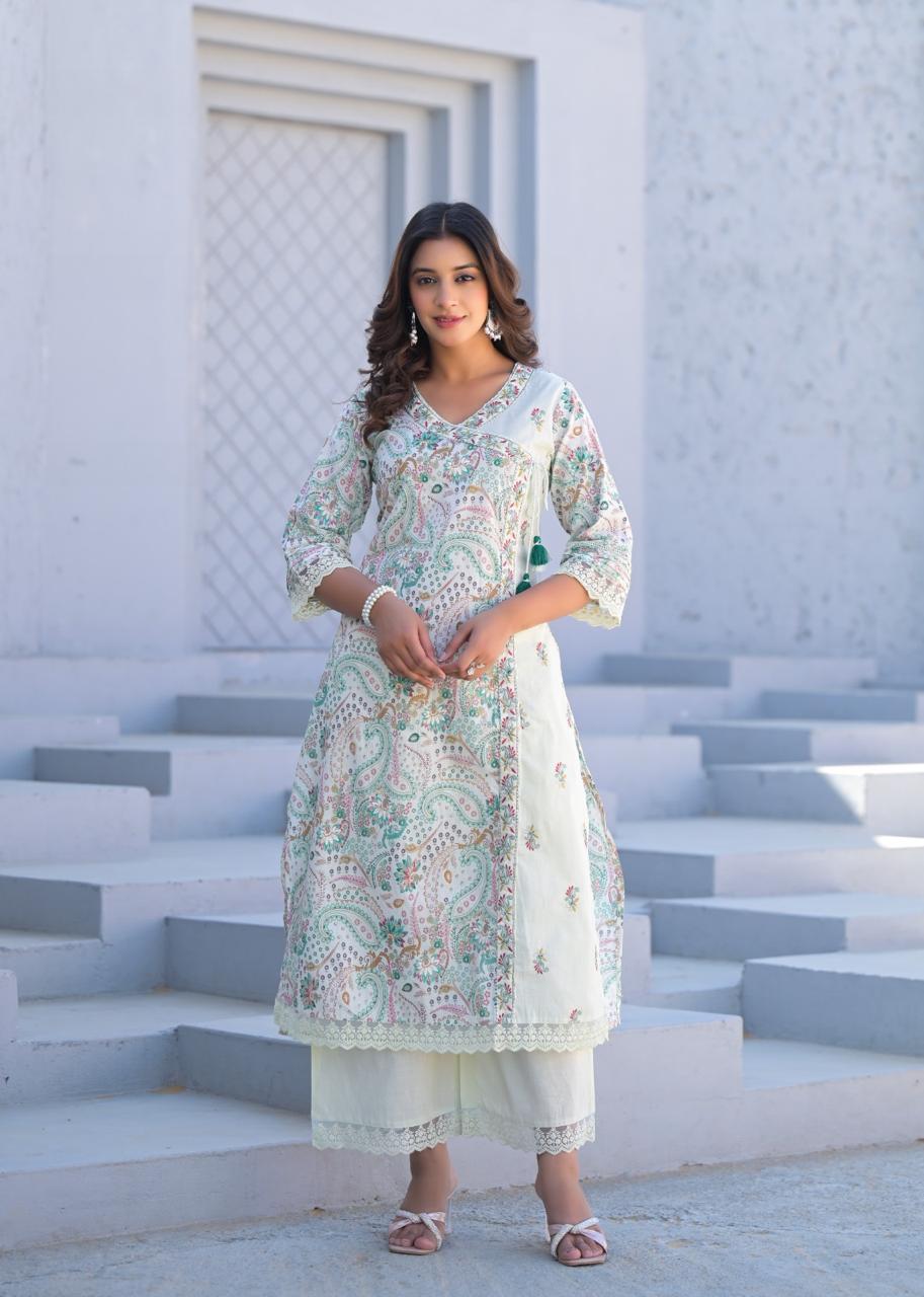 Noor-E-Mint Pant Dupatta Set Suit